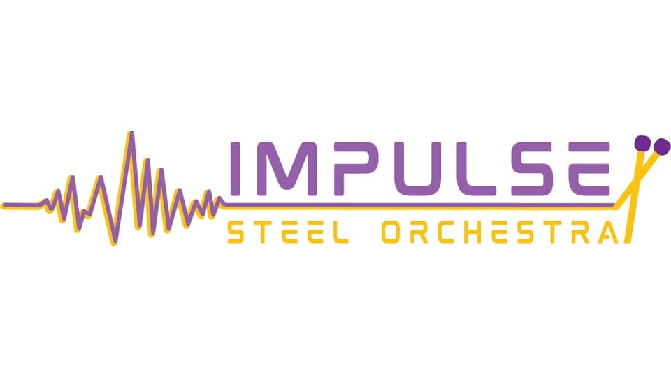 Impulse Steel Orchestra logo in purple letters with a gold sound-wave line